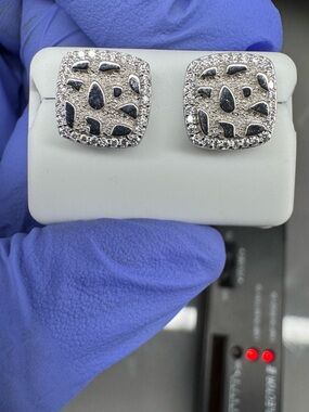 925 Sterling Silver With Rhodium Finish Moissanite Nugget Earring 1.50 CTW